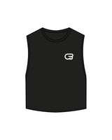 The Crop Muscle Tank - Black - Cyclebar - Left Chest & Back Stacked - Printed - White
