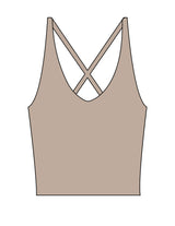 The Sporty Strappy Tank - Light Brown - Velvaere - Center Back - Printed - Green