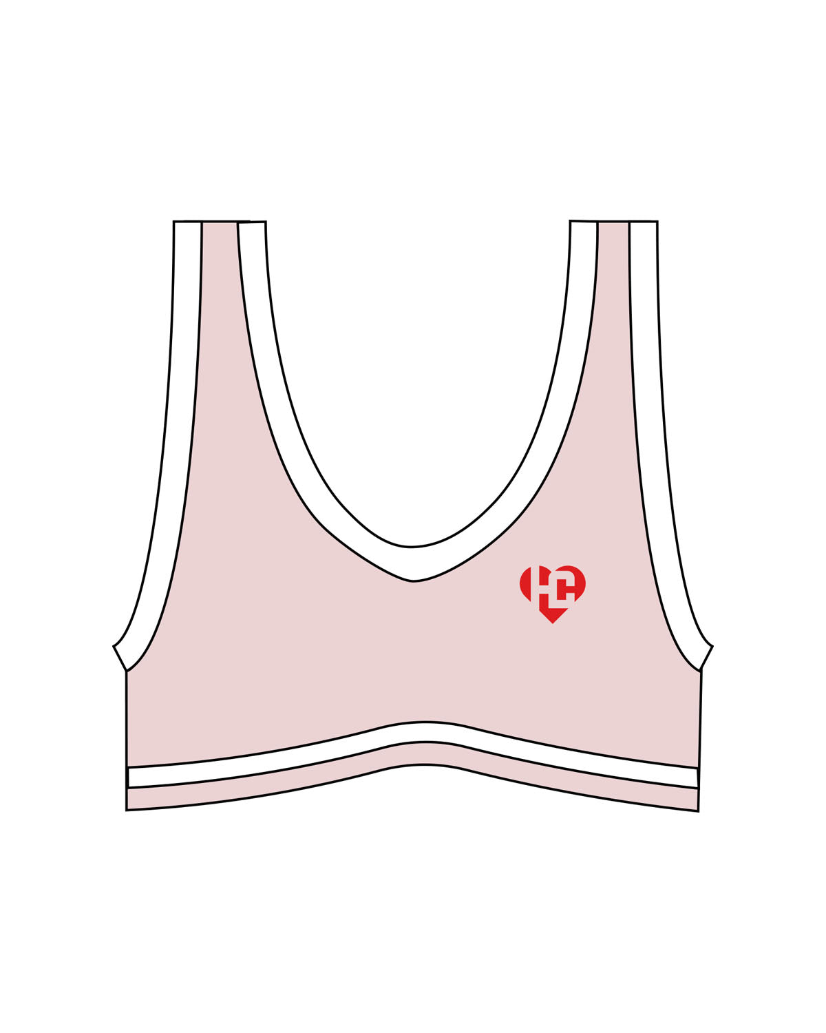 The Piped Bra - Pink - HeartCore - Left Chest & Center Back - Printed - Full Color