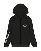 The Recycled Unisex Zip Hoodie - Black - C2 Financial - Left Chest & Right Sleeve - Printed - White