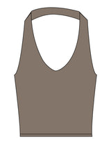 The Halter Tank - Brown - Mantra - Center Back Stacked - Printed - White