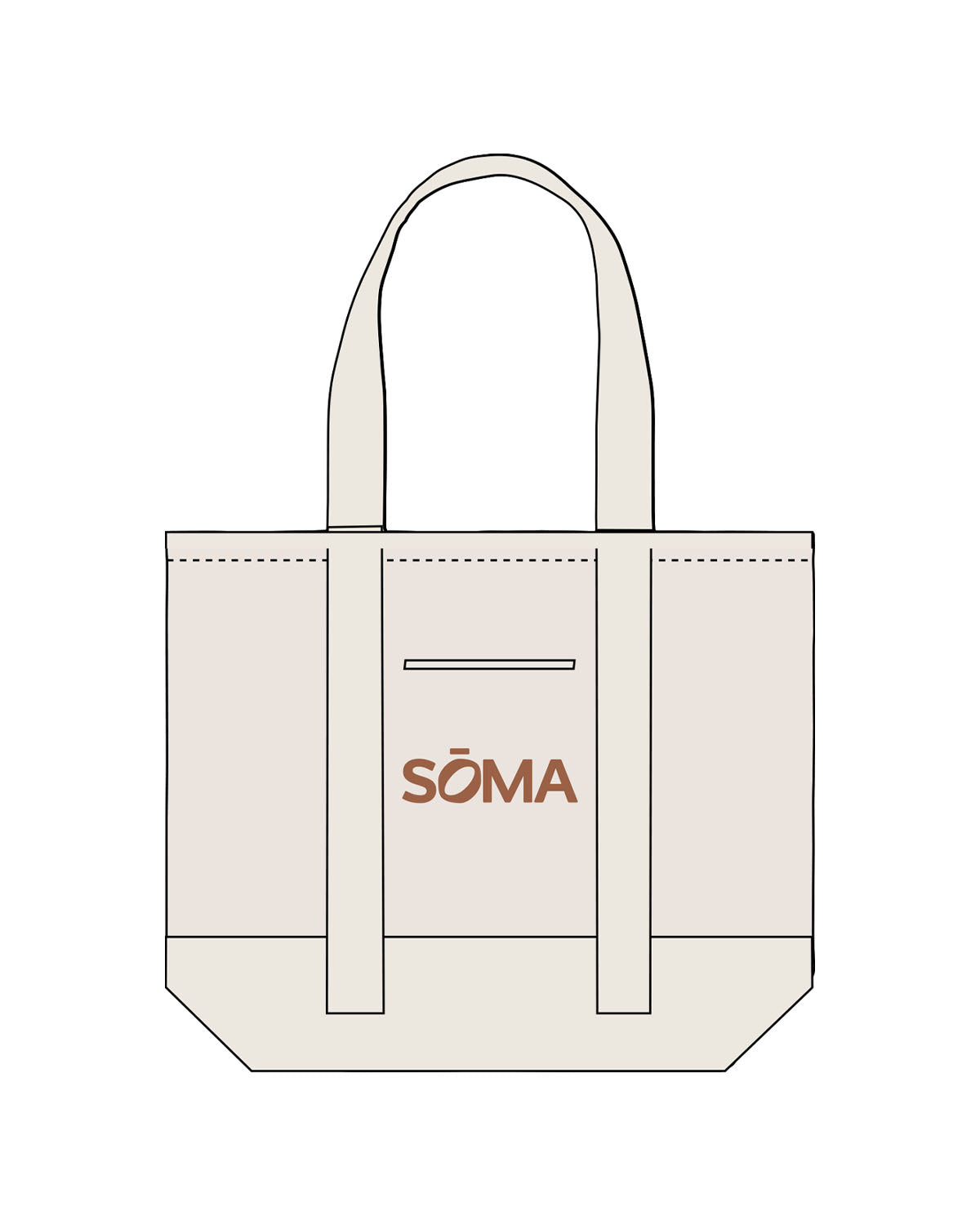 The Contrast Tote Bag - Natural / Natural - Soma Fitness x Recovery - Center Front  - Embroidered - Terracotta