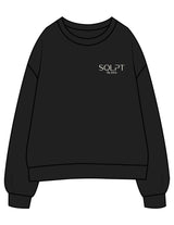 The Womens Crewneck - Black - SQLPT Pilates - Left Chest Embroidered & Back Stacked Printed - Off White