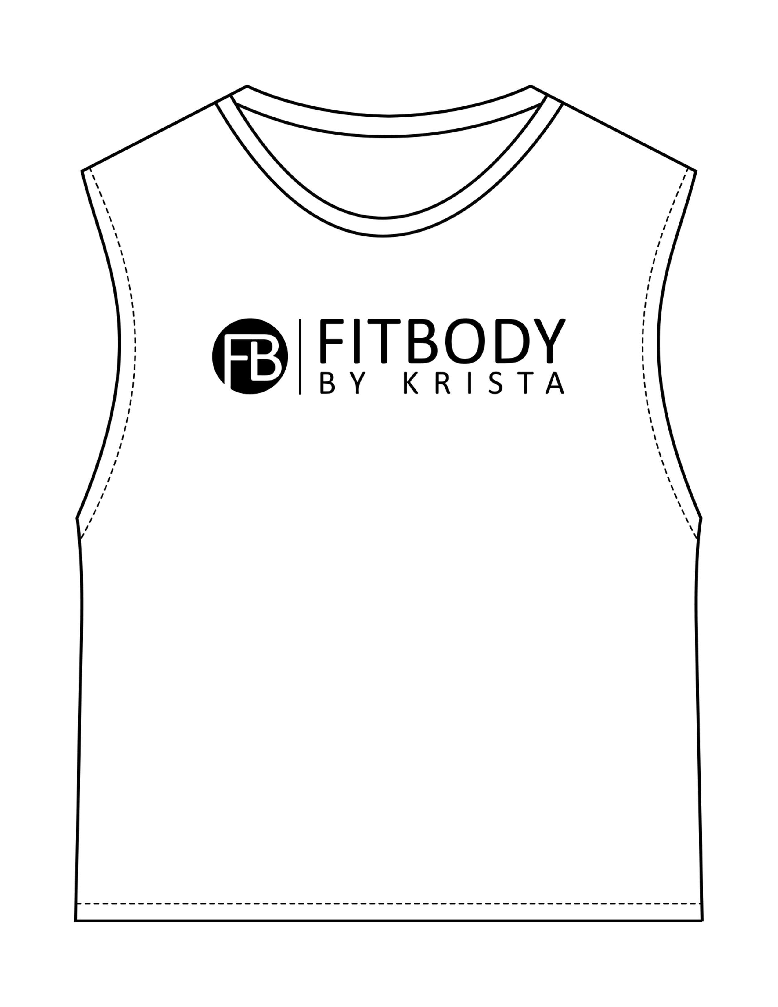 The Womens Classic Crop Tank - White - Krista - Chest Stacked & Back Neckline Round - Printed - Black