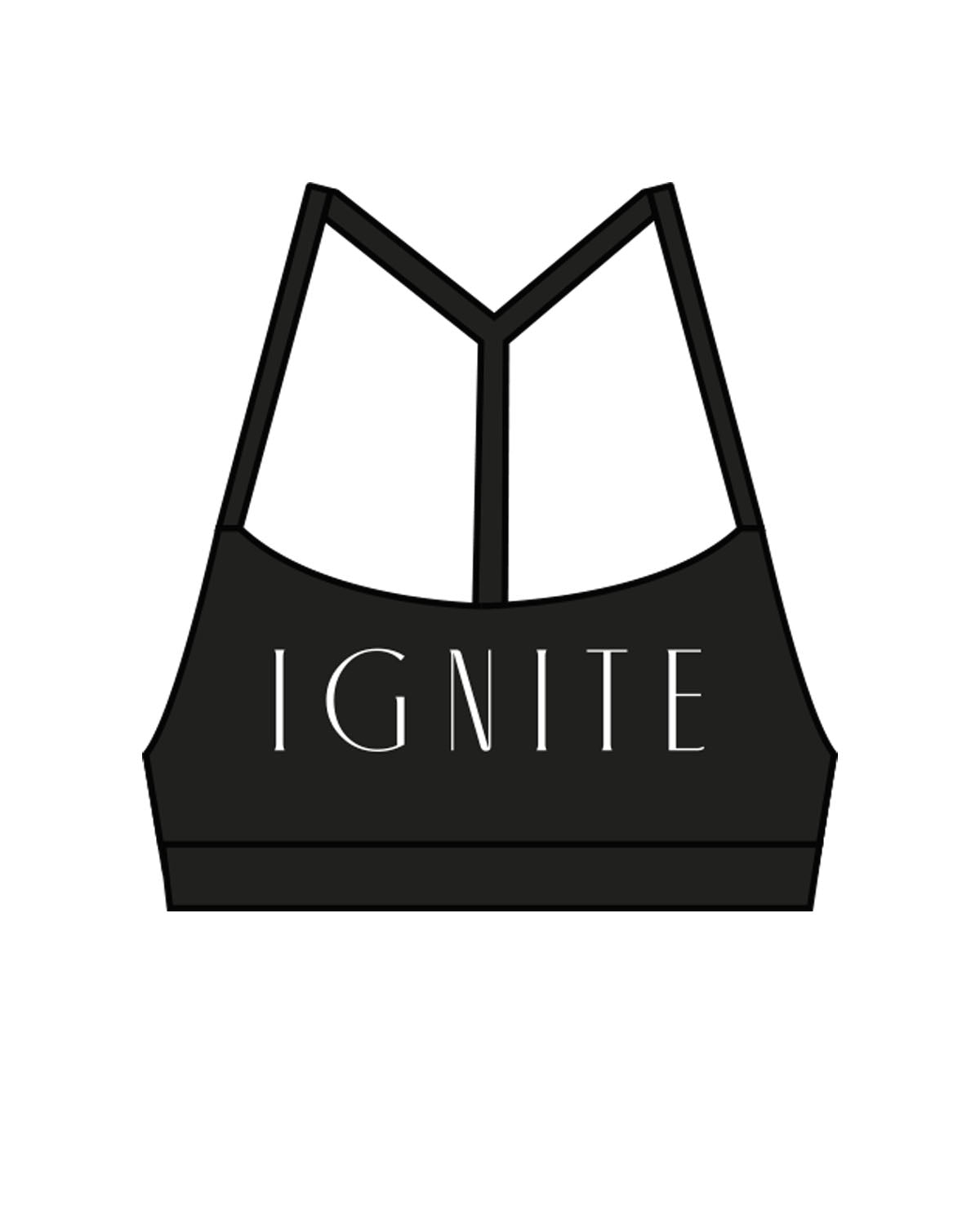 The Basic Bra - Black - Ignite Barre & Fitness - Center Chest & Center Back - White