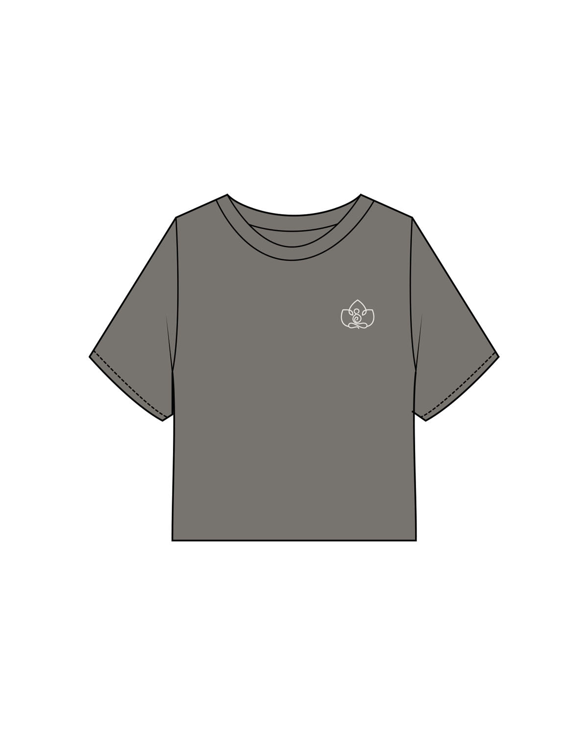 The Heavyweight Crop Tee - Washed Gray - Vibe MVMT - Left Chest - Printed - Washed Bone