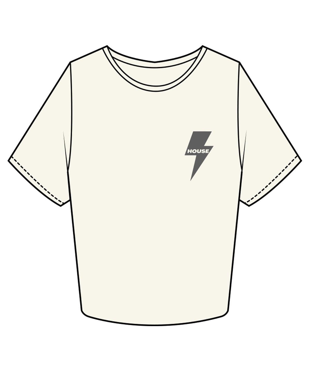 The Crop Tee - Off White - HiLo - Left Chest Thunder & Back Center Stacked - Charcoal
