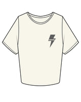 The Crop Tee - Off White - HiLo - Left Chest Thunder & Back Center Stacked - Charcoal