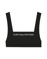 The Box Cut Bra - Black - Surf Salutations - Center Chest & Center Back - Printed White