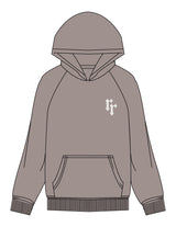 The Womens Hoodie - Washed Gray - Ember Riot - Left Chest - Printed - Off White