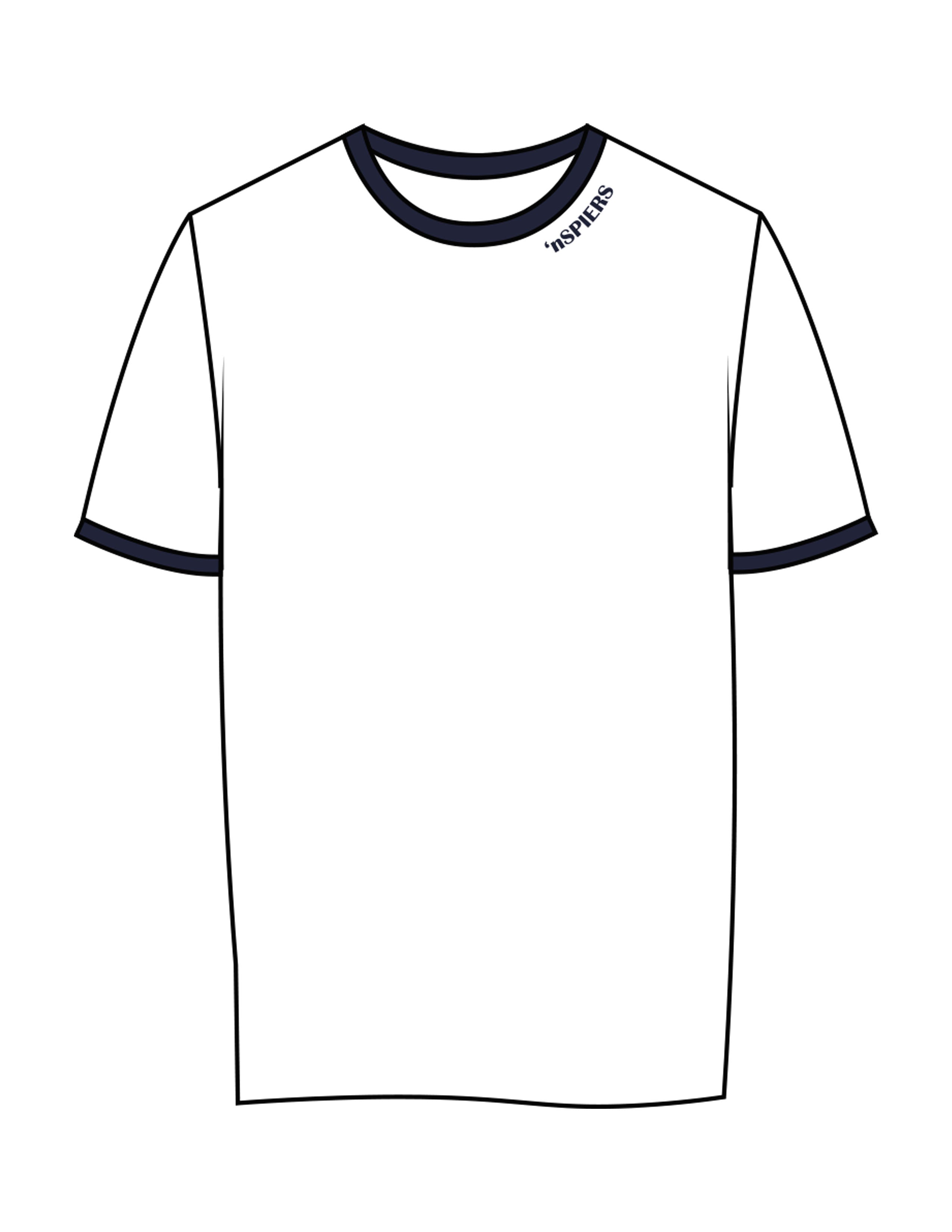 The Womens Ringer Tee - White / Navy - NSpiers - Front Neckline - Embroidered - Navy