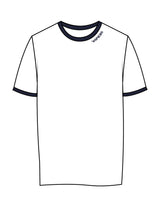 The Womens Ringer Tee - White / Navy - NSpiers - Front Neckline - Embroidered - Navy