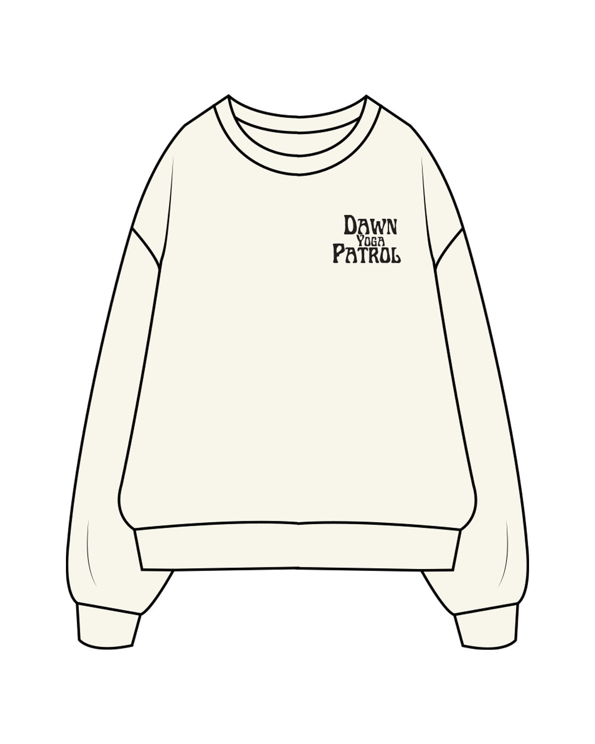 The Mens Classic Crewneck - Off White - Dawn Patrol - Left Chest Stacked & Center Back Logo - Printed - Black