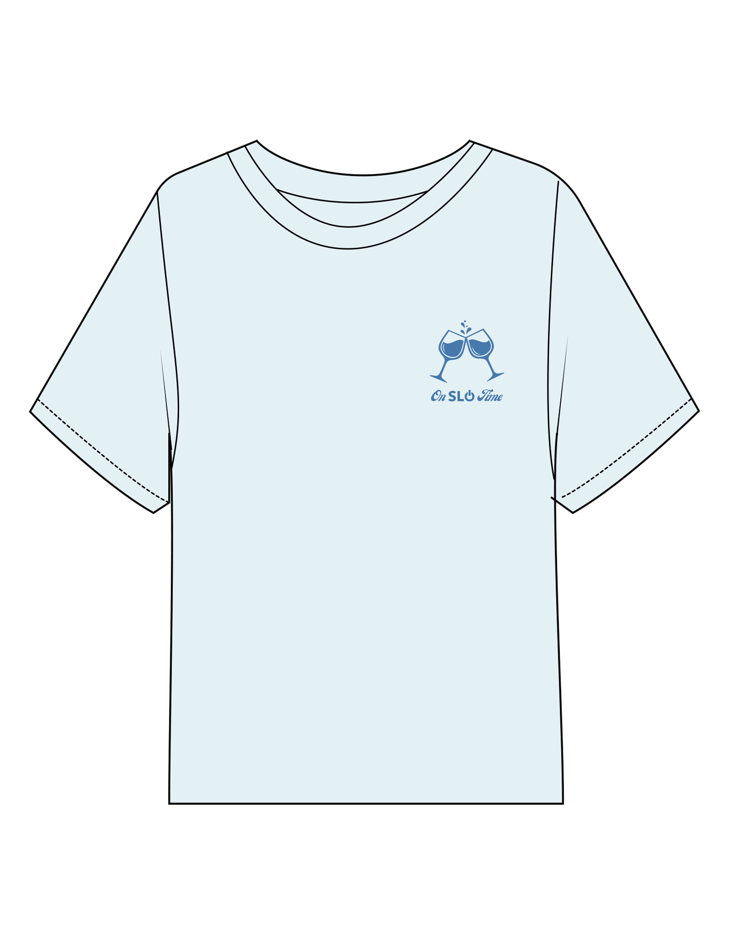The Midweight Crop Tee - Light Blue - Powerhouse Fitness - Left Chest & Back Stacked - Printed - Teal
