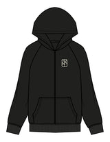 The Womens Zip Hoodie - Black - The Oak Method - Left Chest & Full Back - Printed - Cream