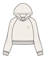 The Womens Lightweight Cropped Hoodie - Ivory - NSpiers - Left Chest Round & Back Stacked - Printed - Full Color