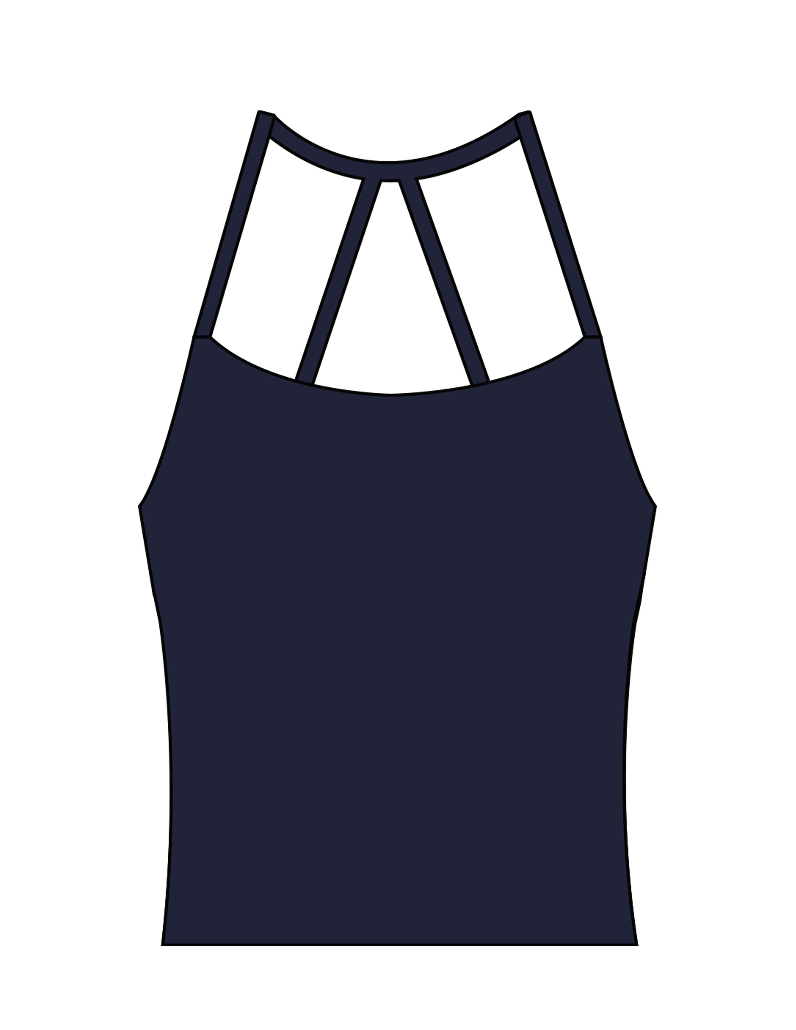 The Womens Sporty Tank - Navy - Vibe MVMT - Center Back Stacked - Printed - White