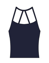 The Womens Sporty Tank - Navy - Vibe MVMT - Center Back Stacked - Printed - White