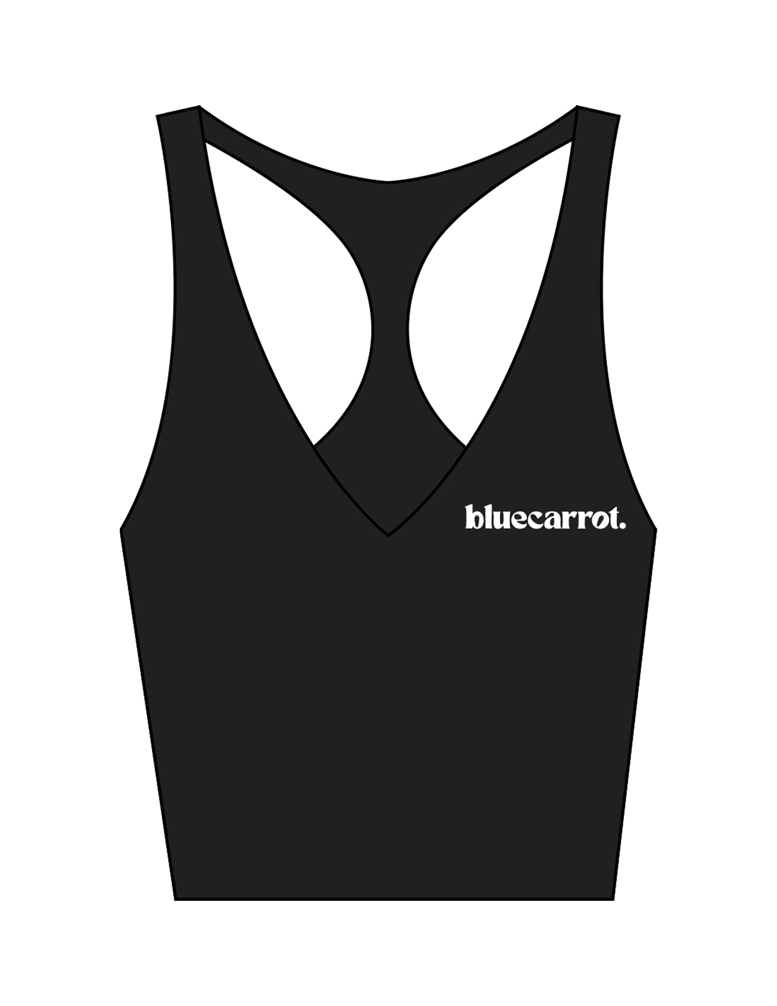 The Racer Tank - Black - BlueCarrot - Left Chest & Center Back - Printed - White