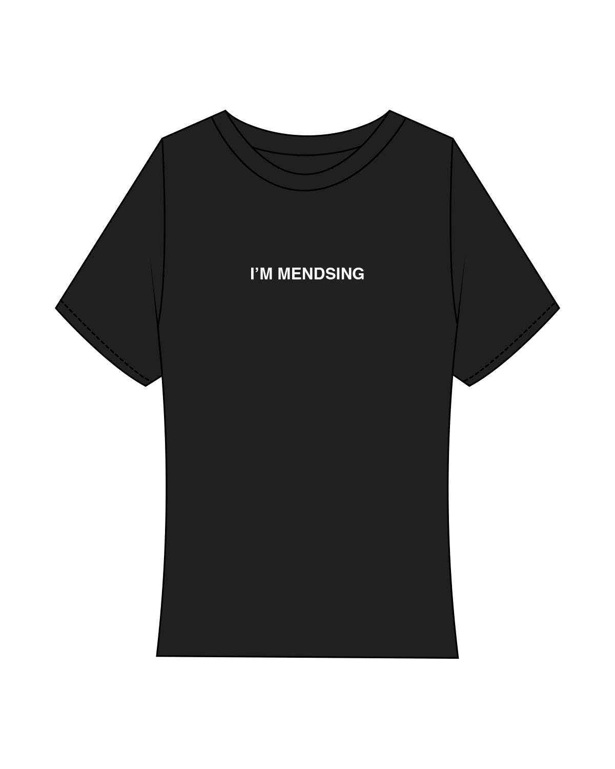 The Baby Tee - Black - Aesthetics Injector - Center Chest " I'M MENDSING " - White