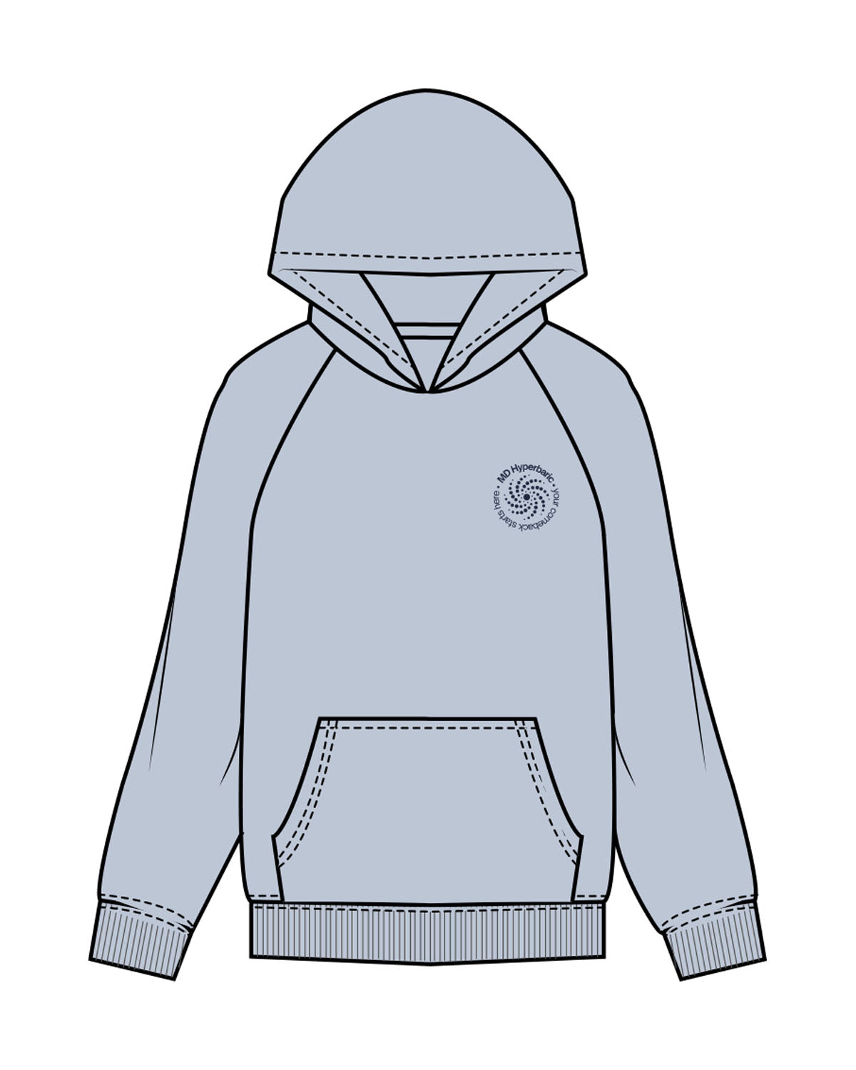 The Mens Hoodie - Powder - MD Hyperbaric - Left Chest Round & Back Illustration - Printed - Navy
