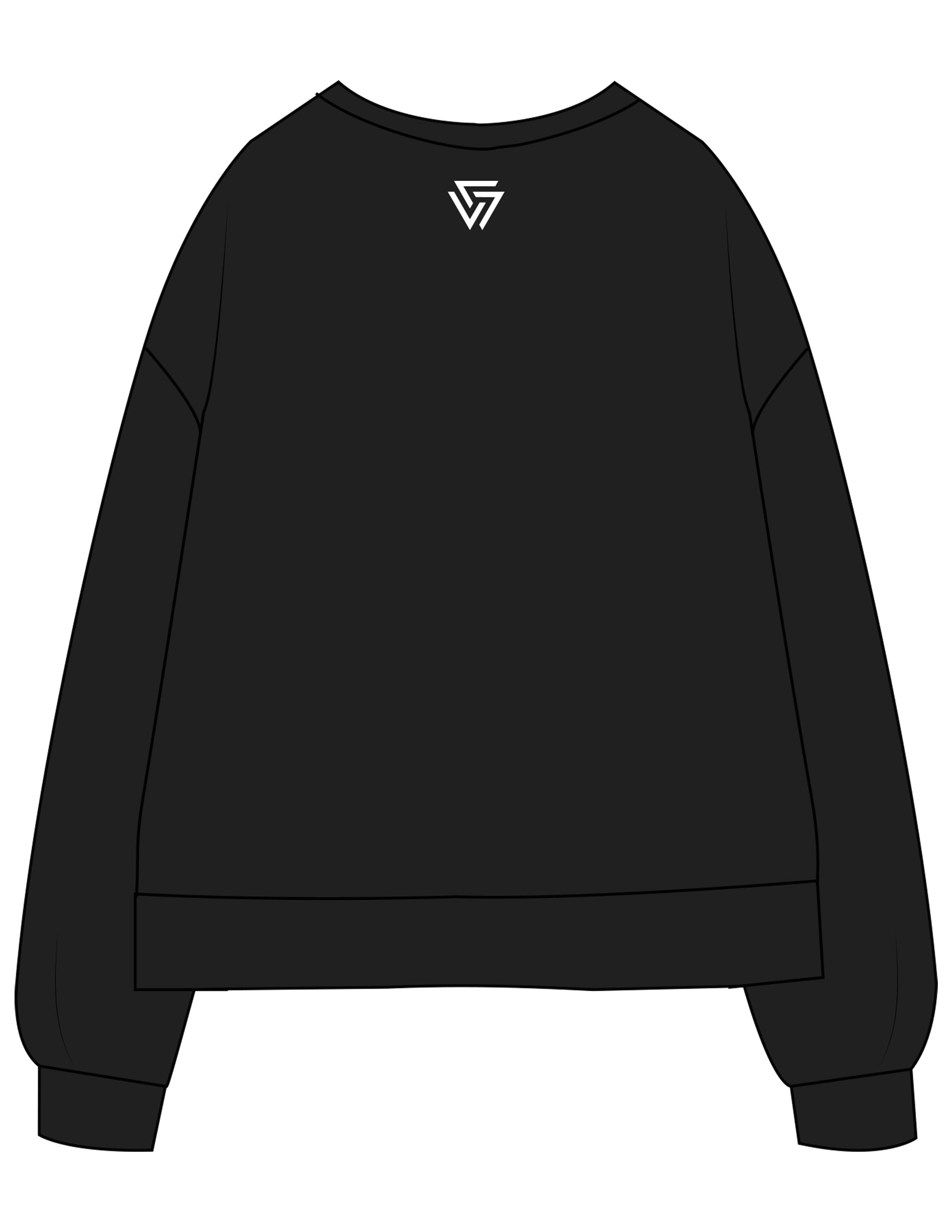 The Recycled Unisex Crewneck - Black - LVL - Center Chest & Back Neckline Icon - Printed - Full Color