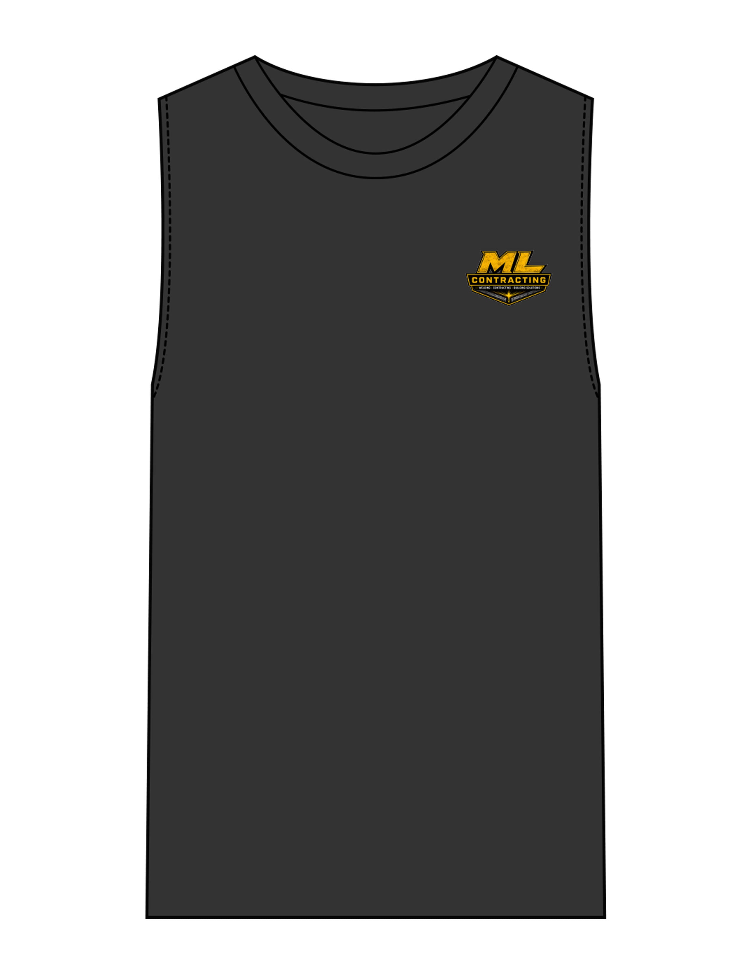The Mens Heavyweight Tank - Washed Black - ML Contracting LLC - Left Chest & Back Image - Printed - Full Color