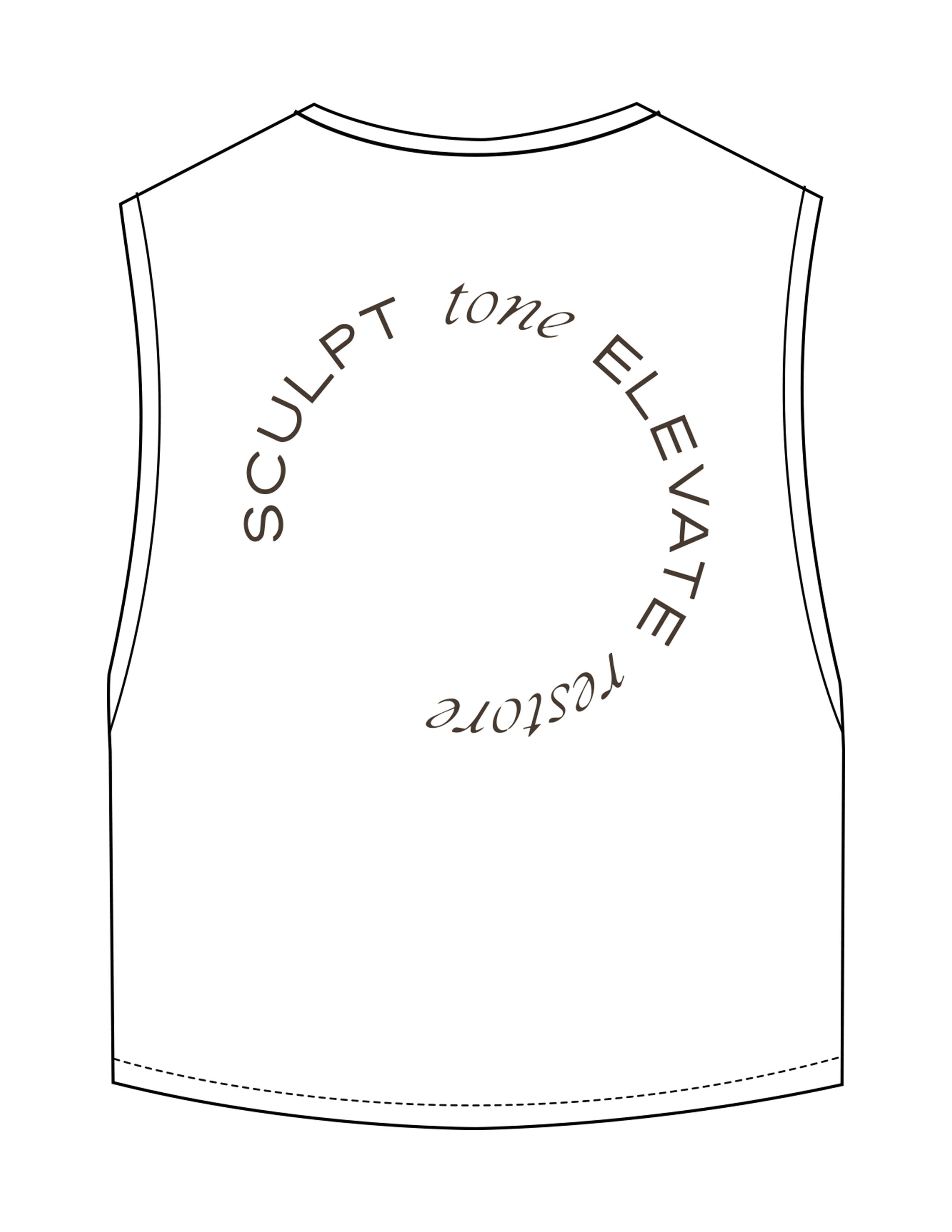 The Crop Muscle Tank - White - Core Ritual - Left Chest Stacked & Back Round - Printed - Taupe