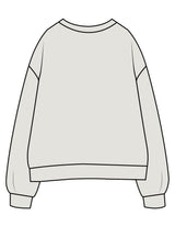 The Womens Crewneck - Washed Bone - Reform Pilates - Center Chest Stacked - Printed - Gold