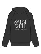 The Womens Zip Hoodie - Washed Black - Sweat Well - Left Chest & Back Stacked - Printed - Off White