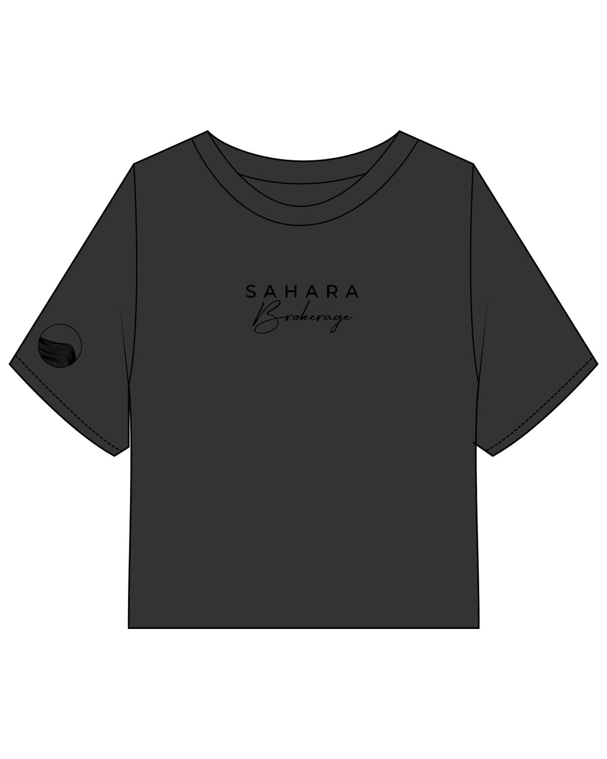 The Heavyweight Crop Tee - Washed Black - Sahara Brokerage - Center Chest Stacked & Right Sleeve - Embroidered - Black