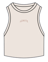 The Ribbed Crop Tank - Off White - Ignite Barre & Fitness - Center Chest Arc - EMB - Clay