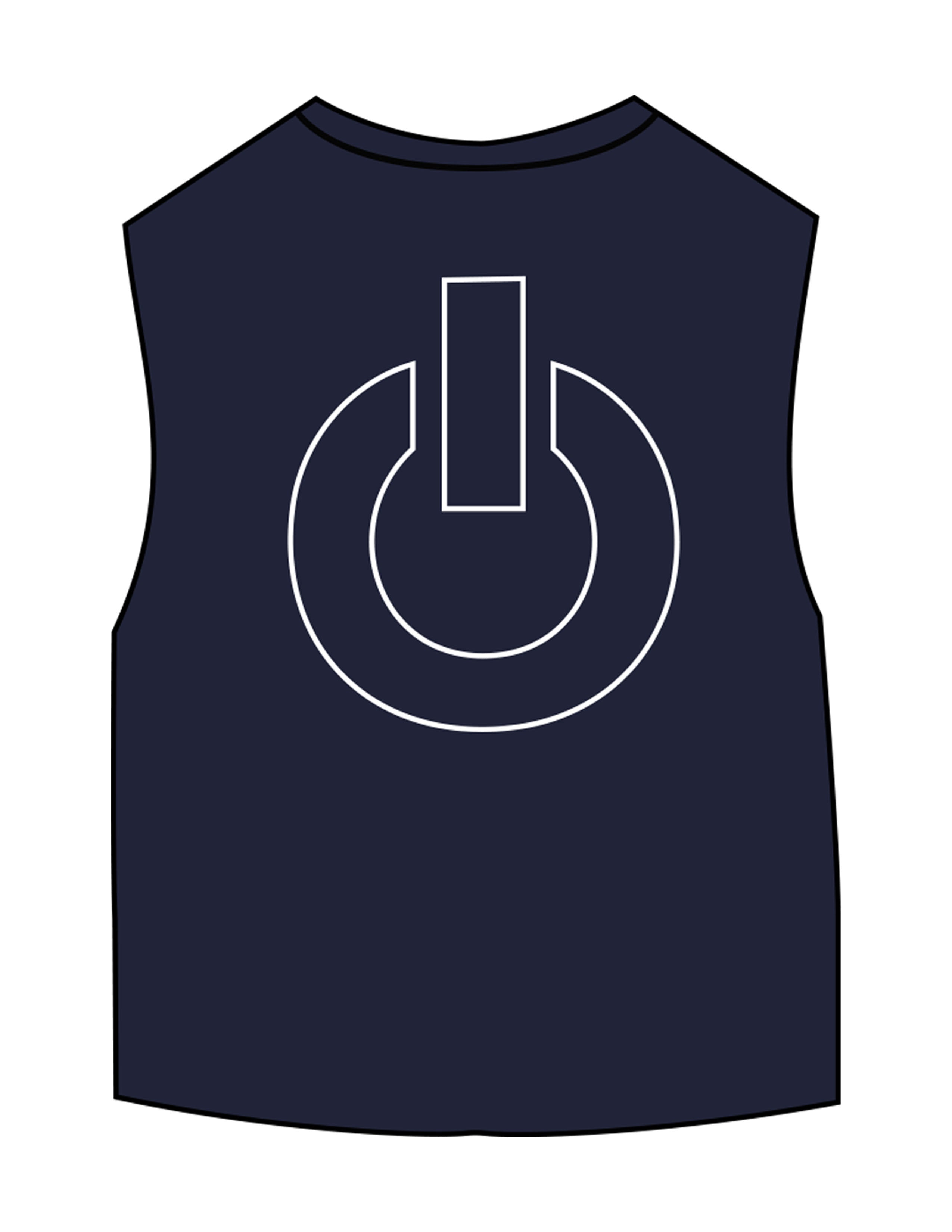 The Micro Rib Basic Crop Tank - Navy - Powerhouse Fitness - Center Chest & Center Back - Printed - White