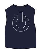 The Micro Rib Basic Crop Tank - Navy - Powerhouse Fitness - Center Chest & Center Back - Printed - White