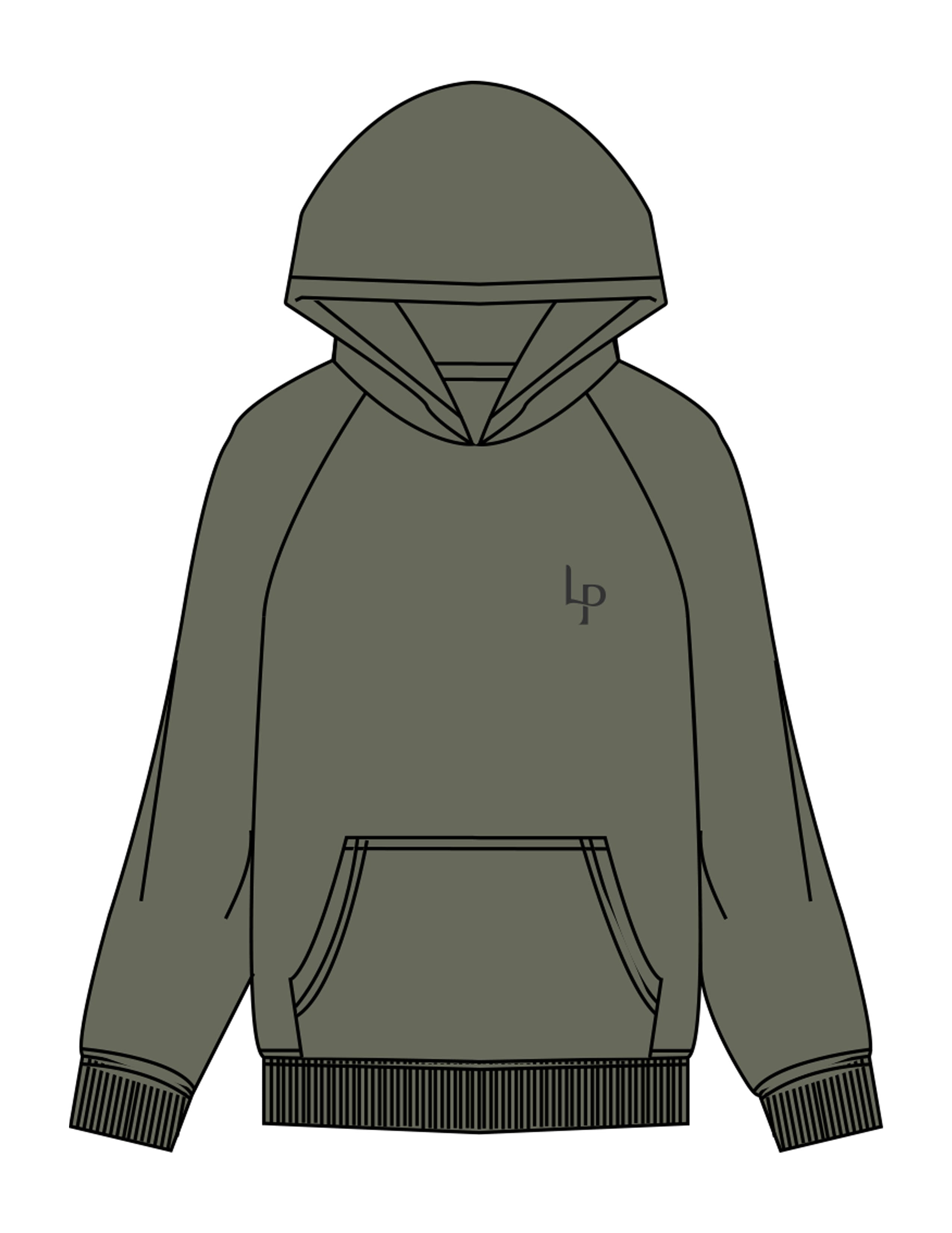The Mens Hoodie - Cypress - Lume Pilates - Left Chest & Back Stacked - Printed - Charcoal
