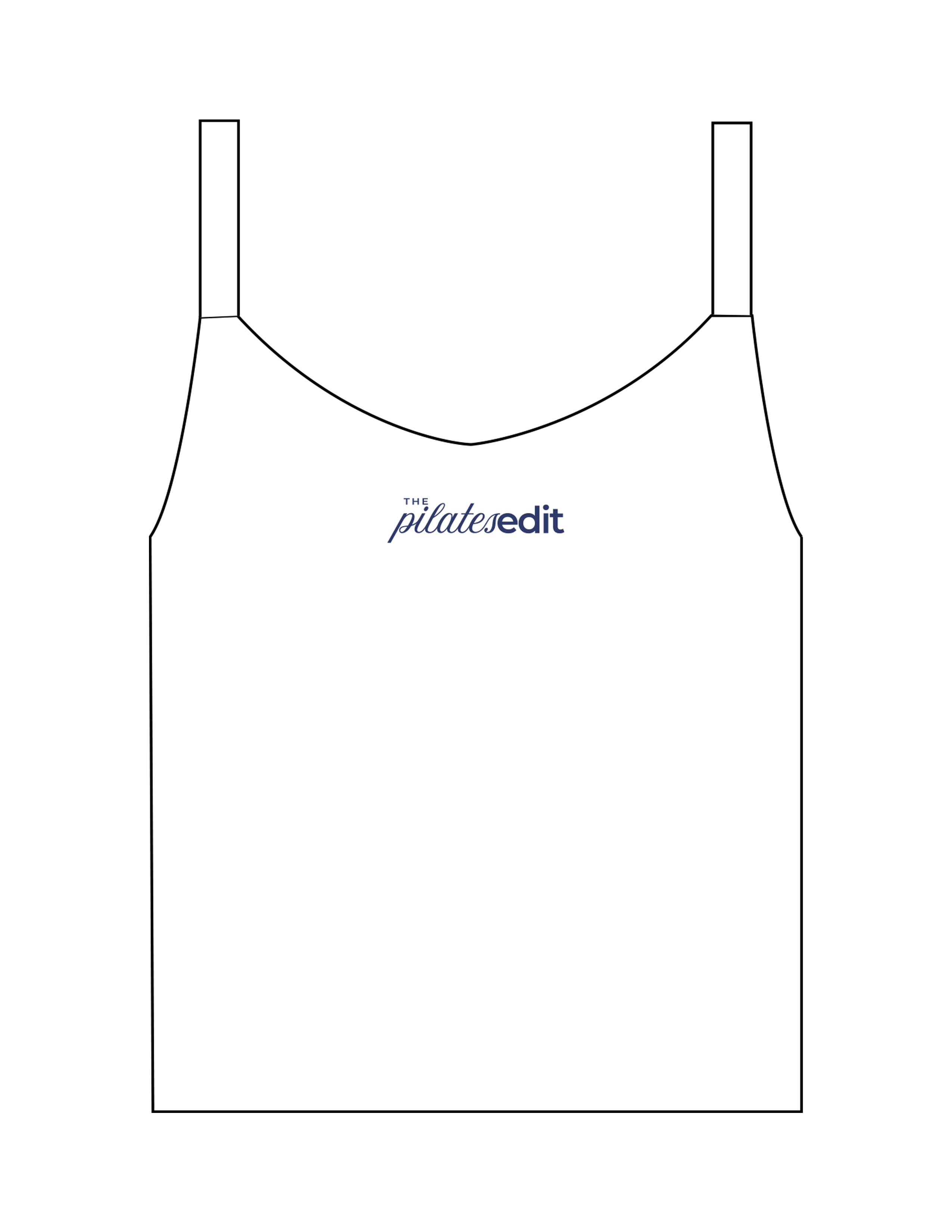The Micro Rib Strappy Crop Tank - White - The Pilates Edit - Upper Chest - Printed - Navy
