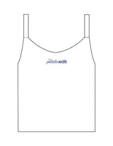The Micro Rib Strappy Crop Tank - White - The Pilates Edit - Upper Chest - Printed - Navy
