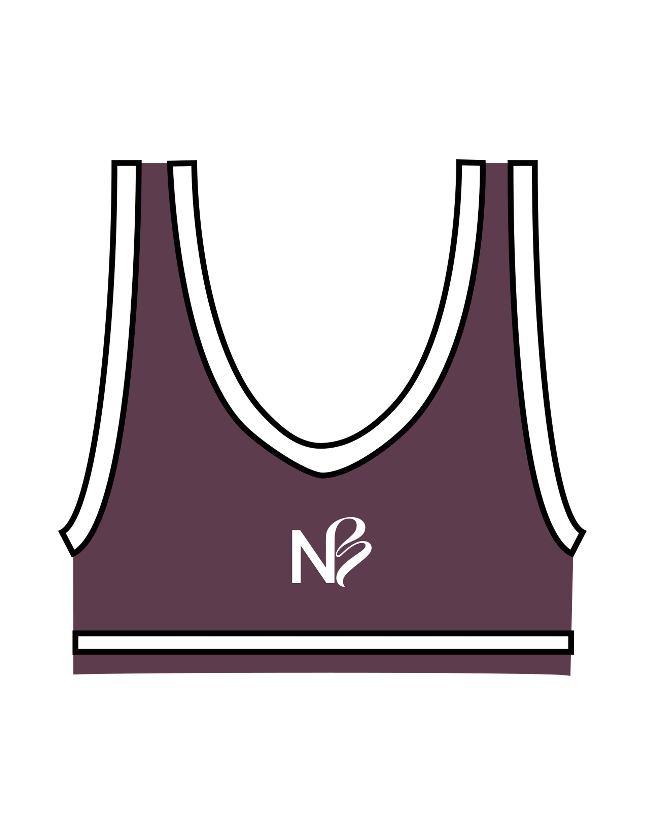 The Piped Bra - Purple - Neighborhood Barre - Center Back "NB" - Printed - White