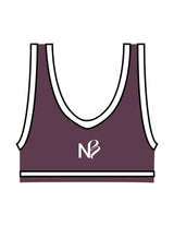 The Piped Bra - Purple - Neighborhood Barre - Center Back "NB" - Printed - White