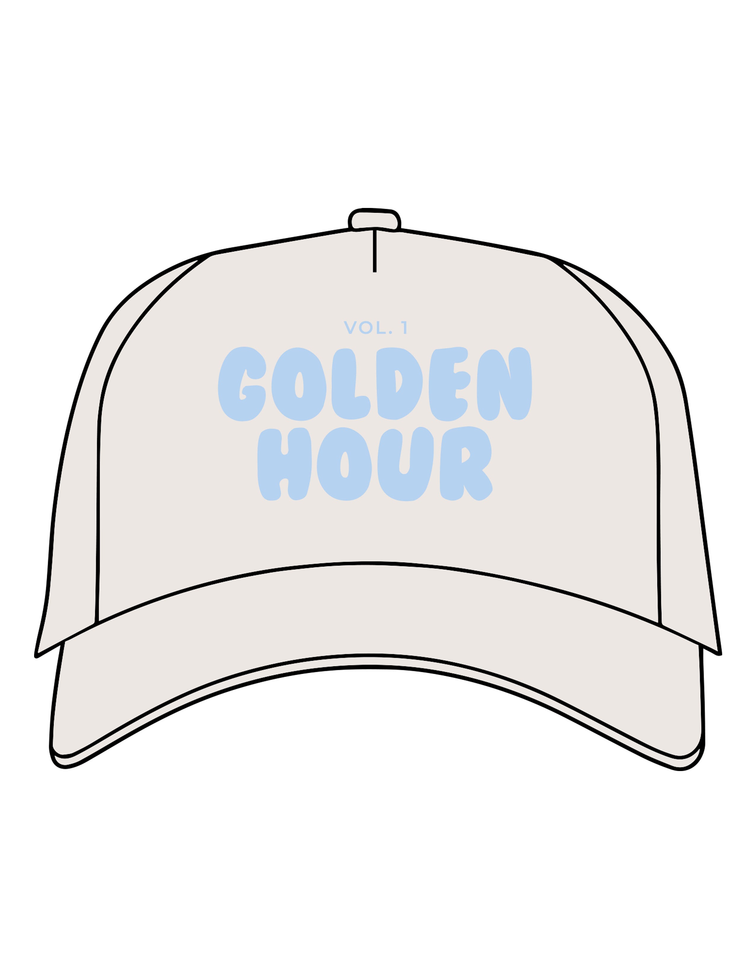 The Canvas Cap - Bone - Golden Hour - Center Crown Stacked - Printed - Baby Blue