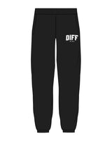 The Womens Sweatpants - Black - DiffEyewear - Left Leg DIFF - Printed - White
