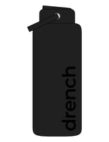 The Wide Mouth Water Bottle - Black - Drench - Vertical "DRENCH" - Printed - Tone on Tone