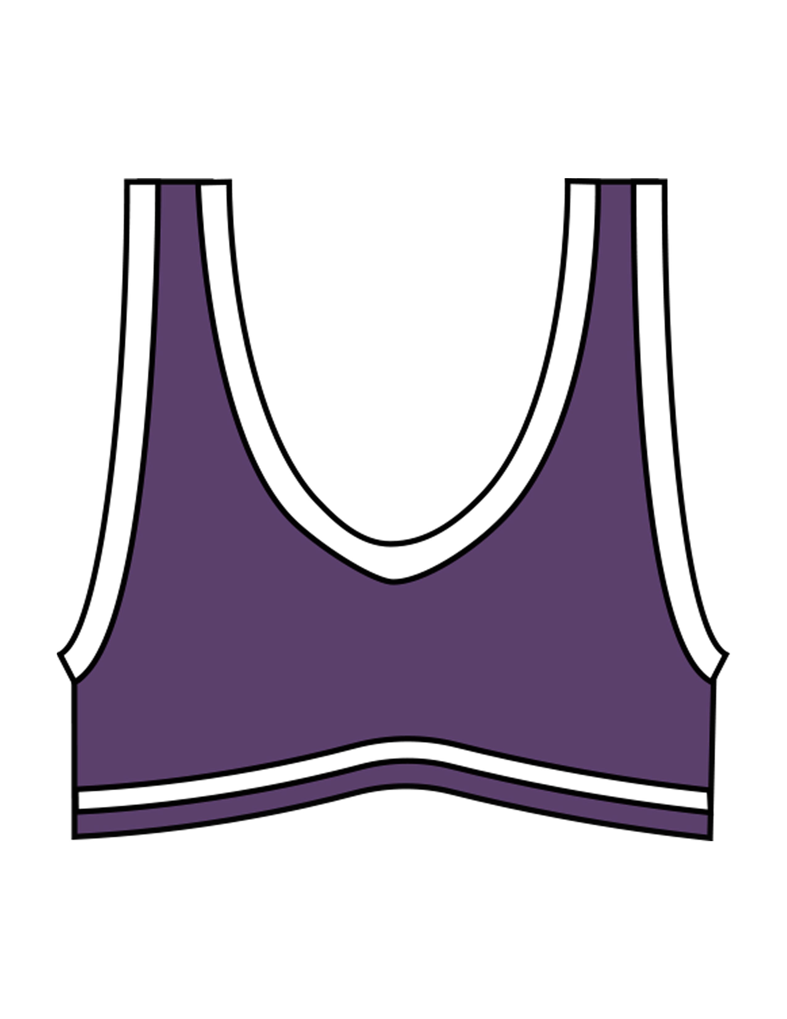 The Piped Bra - Purple - The Refinery Fitness Studio - Center Back - Printed - White