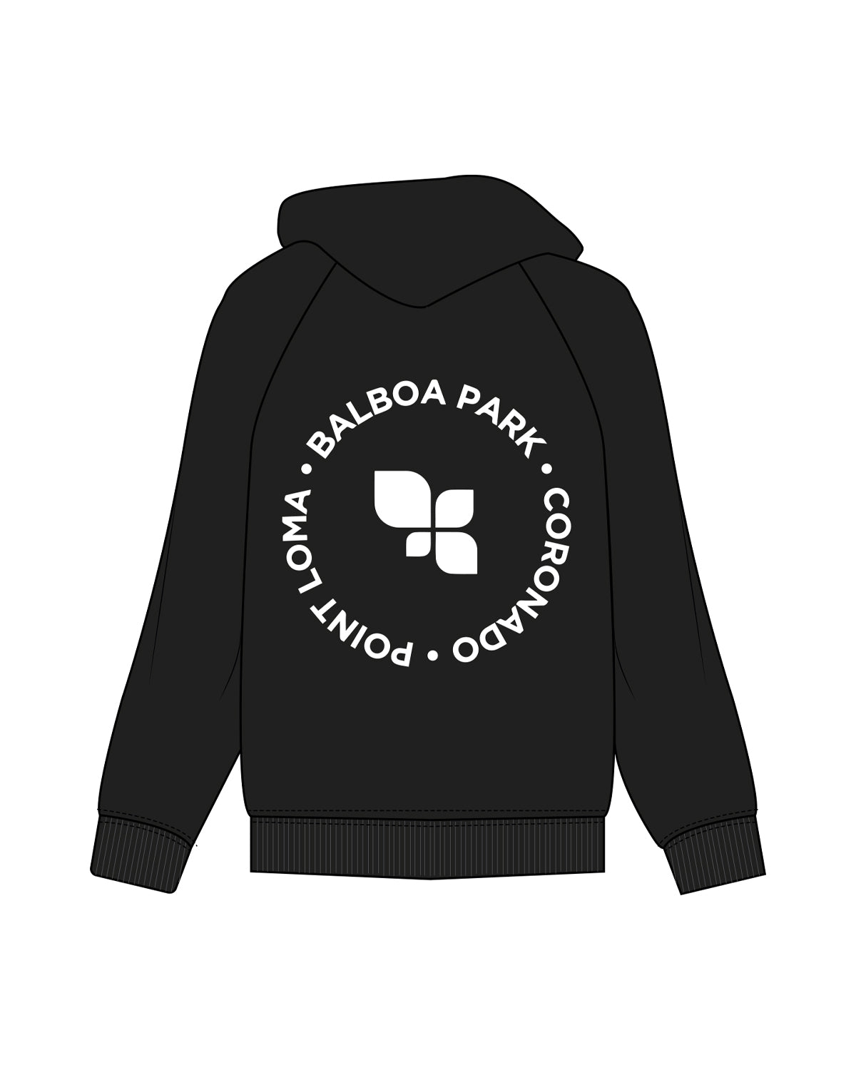 The Womens Zip Hoodie - Black - FIT4MOMBalboa - Left Chest & Back Center - Full Color