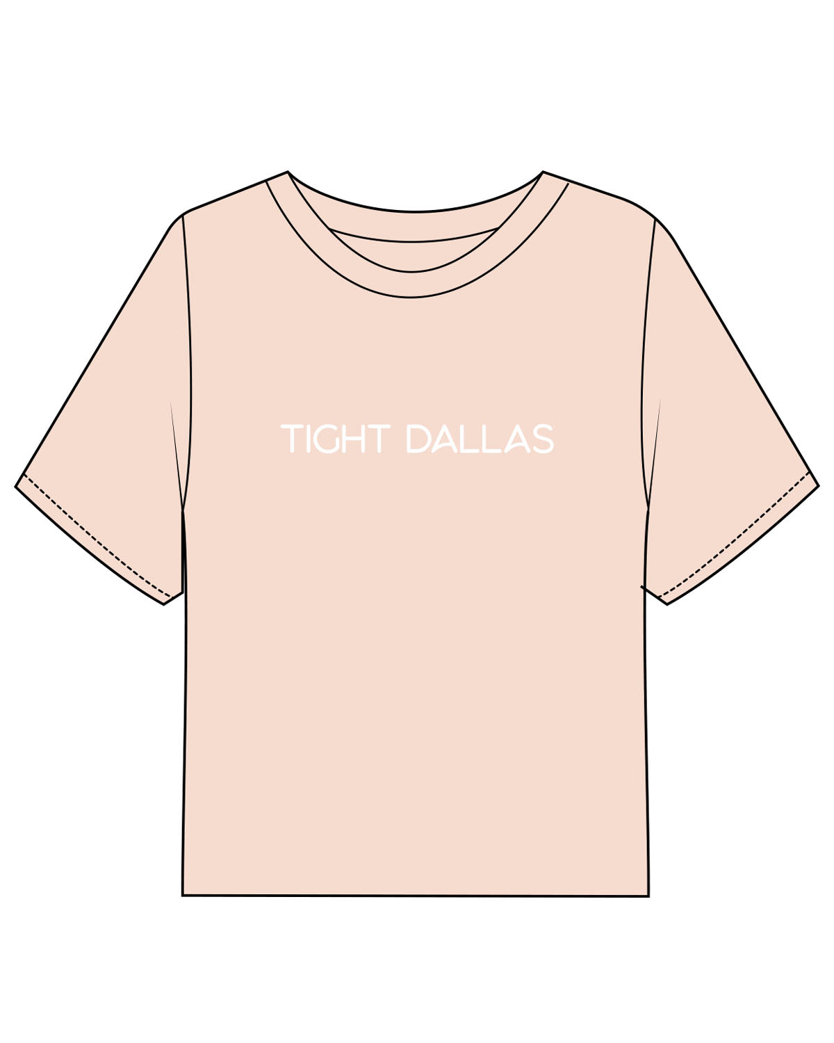 The Midweight Crop Tee - Peach - Tight Dallas - Center Chest & Full Back - Full Color