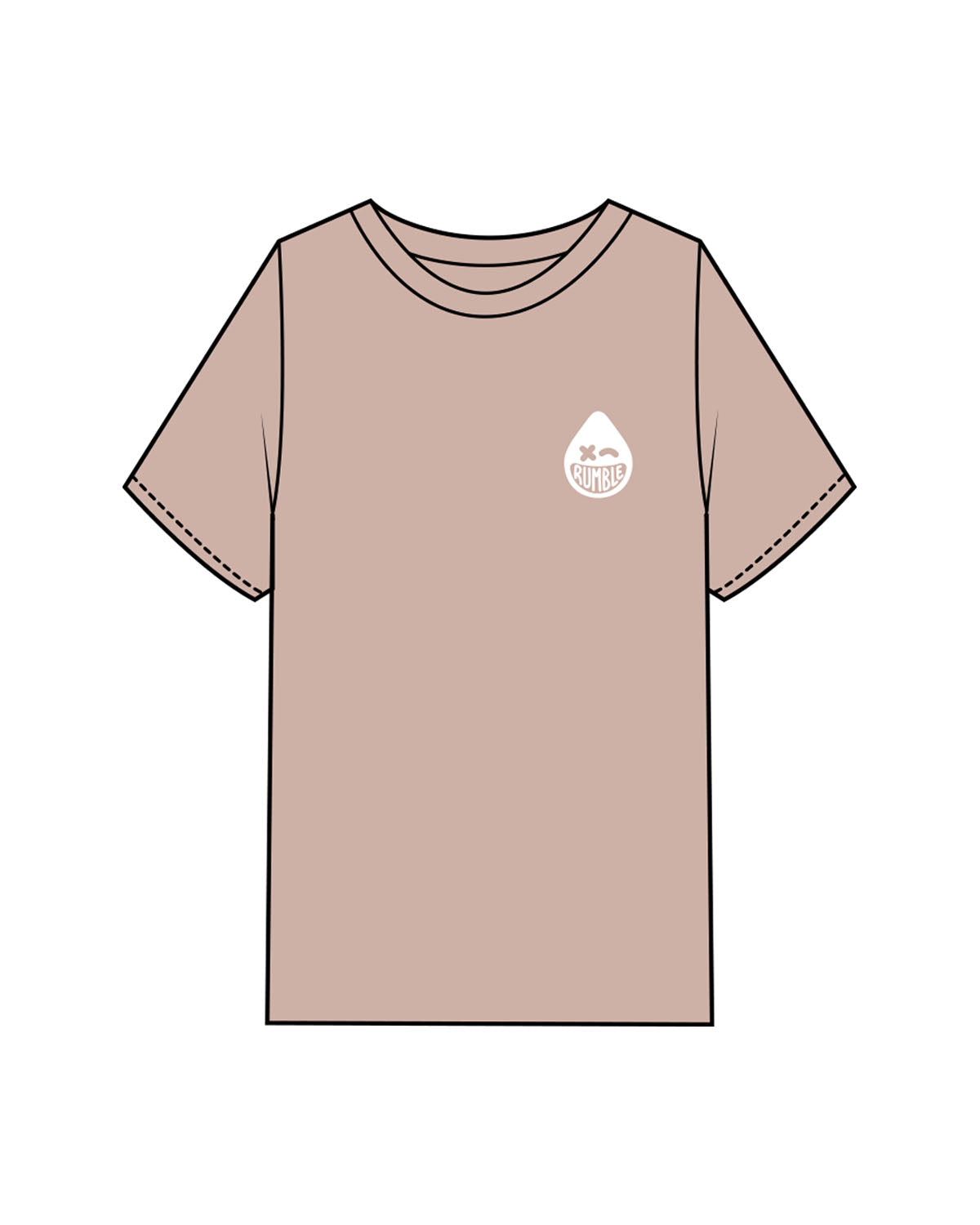 The Mens Heavyweight Tee - Washed Pink - Rumble - Left Chest & Back Stacked - Printed - White