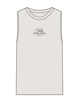 The Womens Heavyweight Tank - Washed Bone - Tone Wellness Studio - Center Chest Stacked - Embroidered - Black