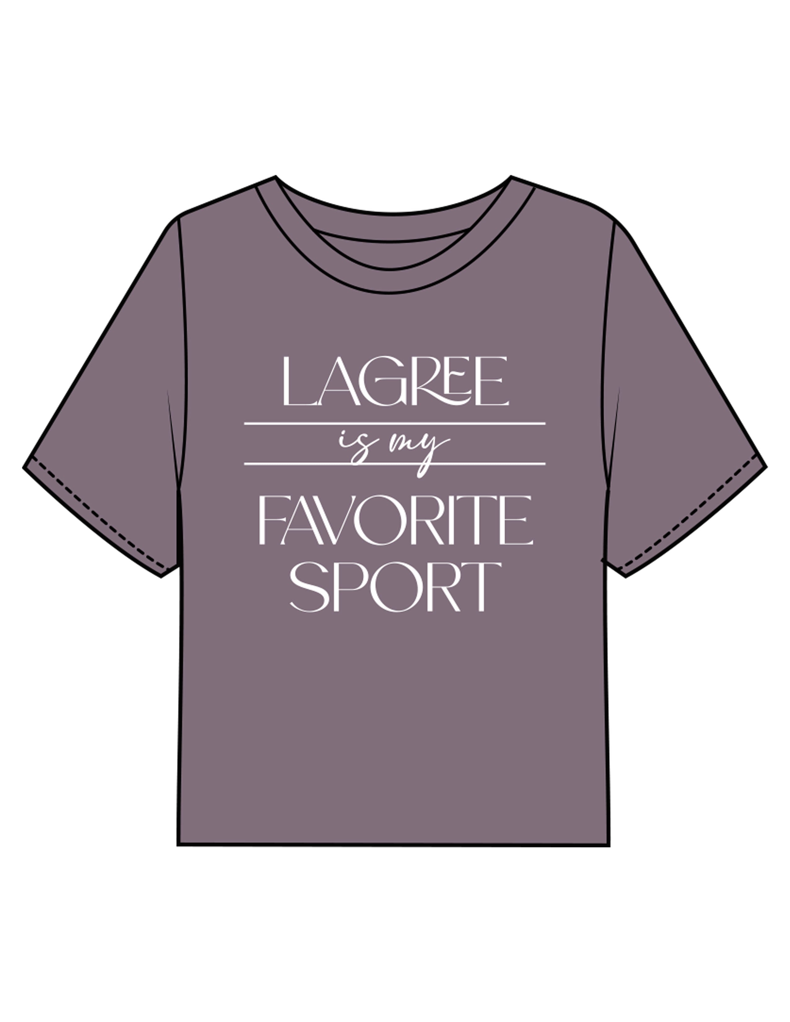 The Boxy Crop Tee - Mauve - HiLo - Chest Stacked "LAGREE" & Back Neckline Round - Printed - White