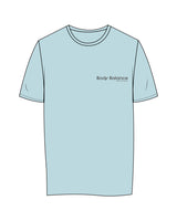 The Womens Tee - Pale Blue - Body Balance - Left Chest Stacked & Back Round Logo - Onyx