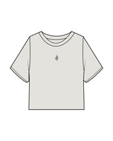 The Heavyweight Crop Tee - Washed Bone - The Burn Society - Center Chest & Back Spine - Printed - Gray